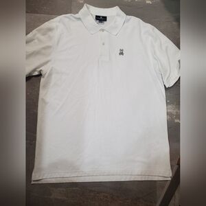Psycho Bunny White Polo Shirt with Embroidered Logo. 100% Cotton. Size XXL.